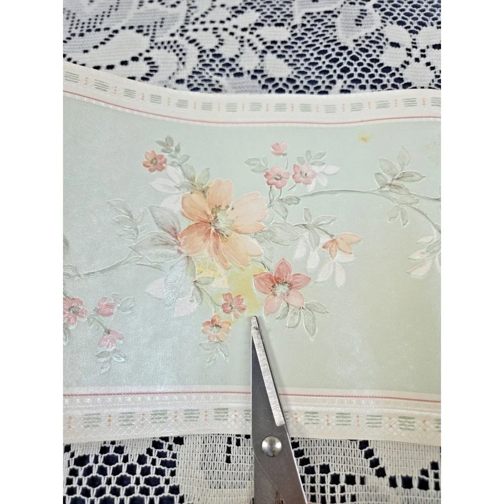 Vinyl Wallpaper Border Green Pink Floral Pre-pasted Strippable Washable 10 Yds